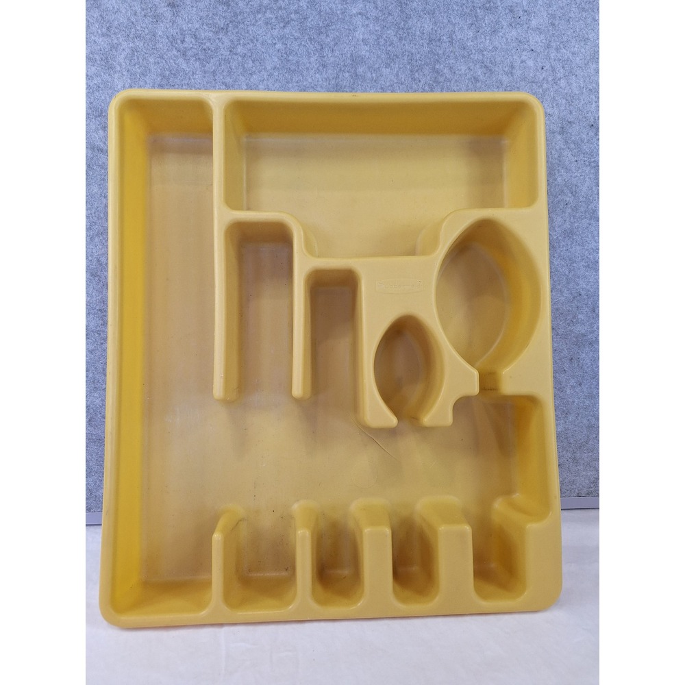 Vintage Rubbermaid Harvest Gold Silverware Drawer Organizer Tray Yellow Plastic